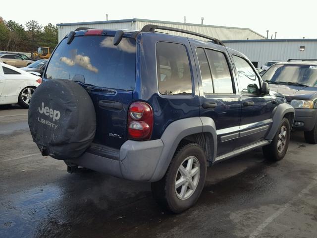 1J4GL48K95W520280 - 2005 JEEP LIBERTY SP BLUE photo 4