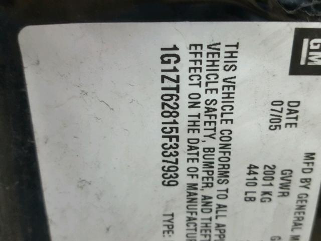 1G1ZT62815F337939 - 2005 CHEVROLET MALIBU MAX 黑色 照片 10