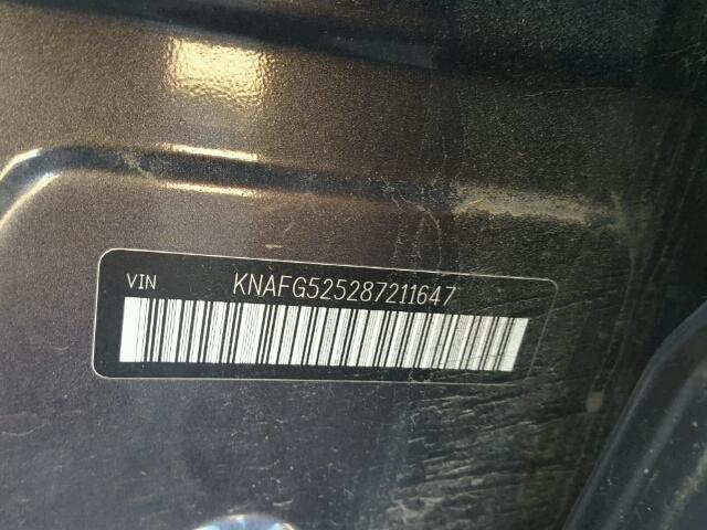 KNAFG525287211647 - 2008 KIA RONDO BASE BLACK photo 10