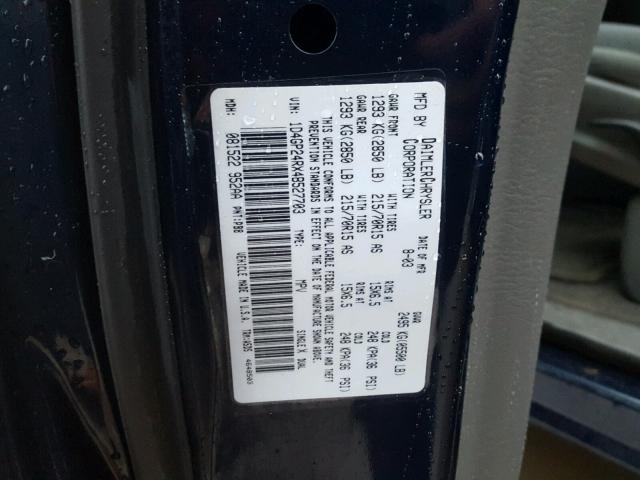 1D4GP24RX4B527703 - 2004 DODGE GRAND CARA BLUE photo 10