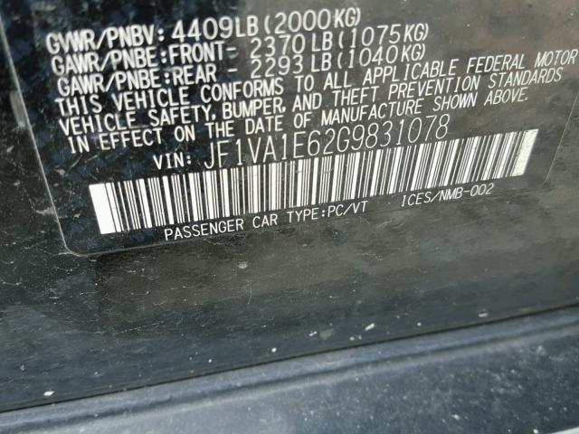 JF1VA1E62G9831078 - 2016 SUBARU WRX PREMIU BLACK photo 10