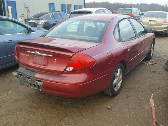 1FAFP55U02A263719 - 2002 FORD TAURUS SES RED photo 4