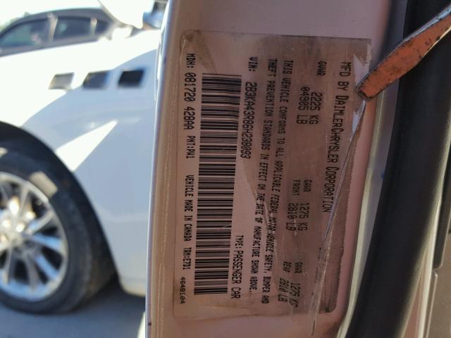 2B3KA43R86H238093 - 2006 DODGE CHARGER SE WHITE photo 10