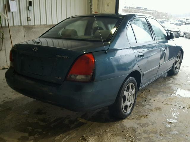 KMHDN45D21U093244 - 2001 HYUNDAI ELANTRA GL GREEN photo 4