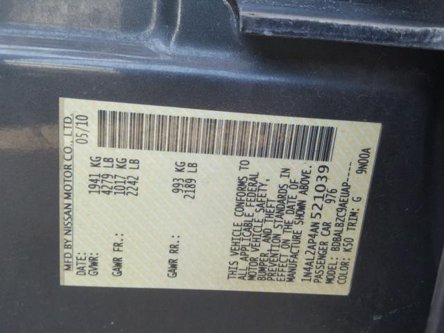 1N4AL2AP4AN521039 - 2010 NISSAN ALTIMA BAS GRAY photo 10