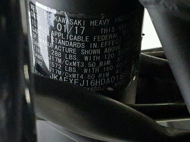 JKAEXEJ16HDA01886 - 2017 KAWASAKI EX650 J შავი ფოტო 10