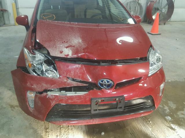 JTDKN3DU2C5506123 - 2012 TOYOTA PRIUS RED photo 9