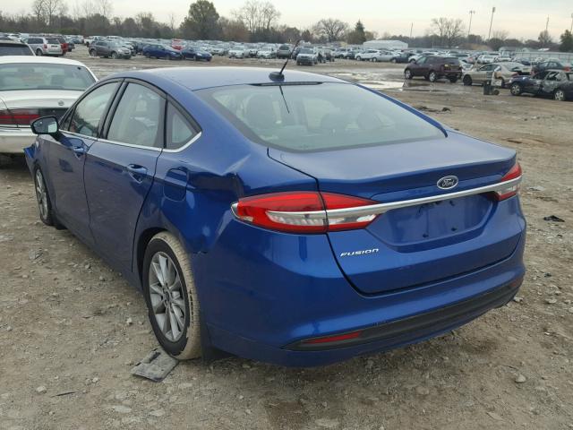 3FA6P0G75HR119348 - 2017 FORD FUSION S BLUE photo 3