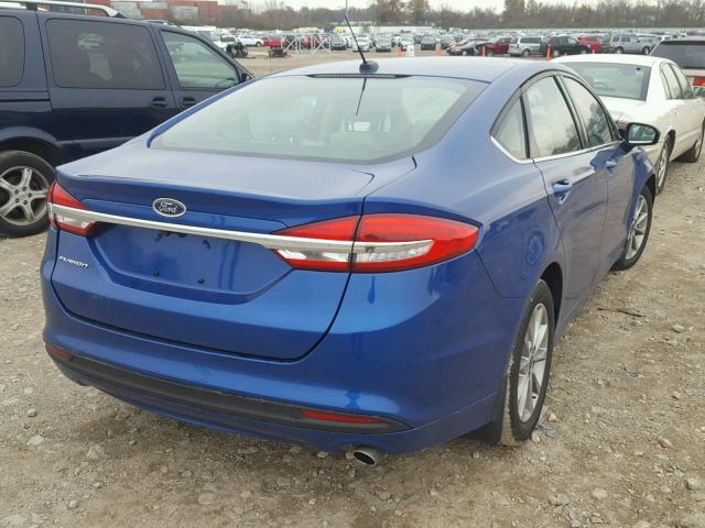 3FA6P0G75HR119348 - 2017 FORD FUSION S BLUE photo 4