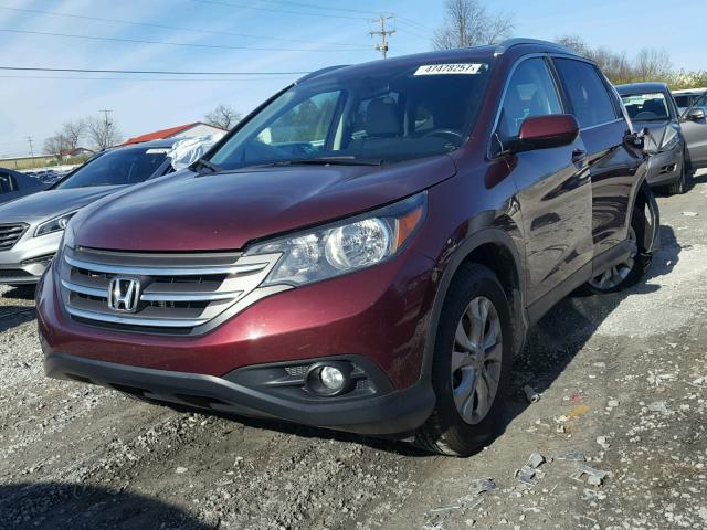 5J6RM4H76CL053108 - 2012 HONDA CR-V EXL BURGUNDY photo 2