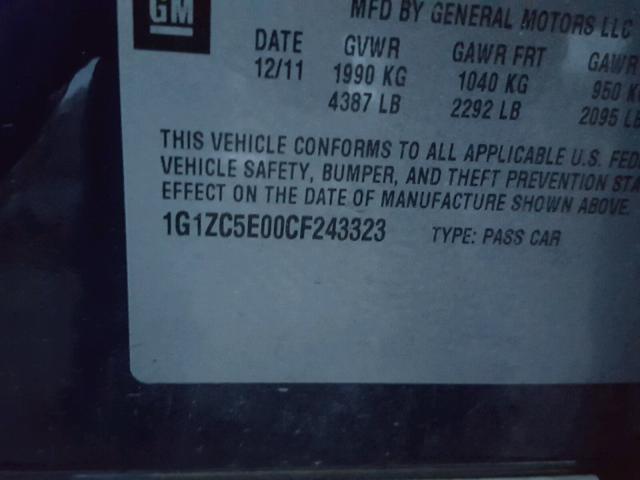 1G1ZC5E00CF243323 - 2012 CHEVROLET MALIBU 1LT BLUE photo 10
