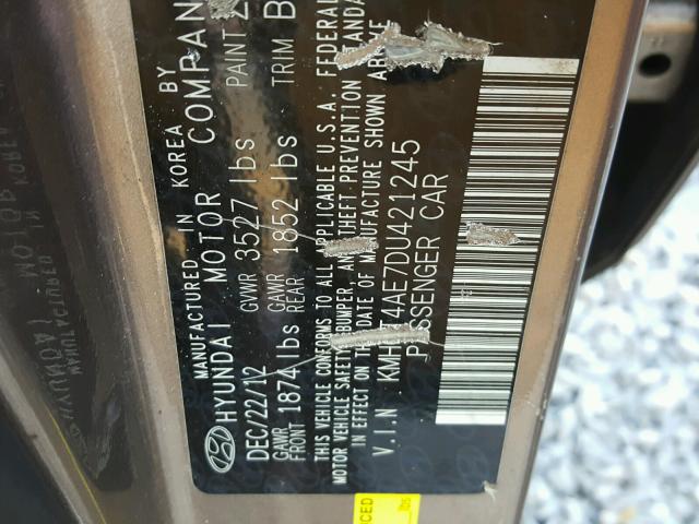 KMHCT4AE7DU421245 - 2013 HYUNDAI ACCENT GLS BROWN photo 10