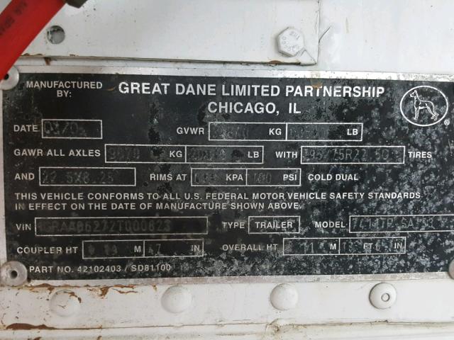 1GRAA06272T000823 - 2002 GREAT DANE TRAILER 53 TRAILER WHITE photo 10