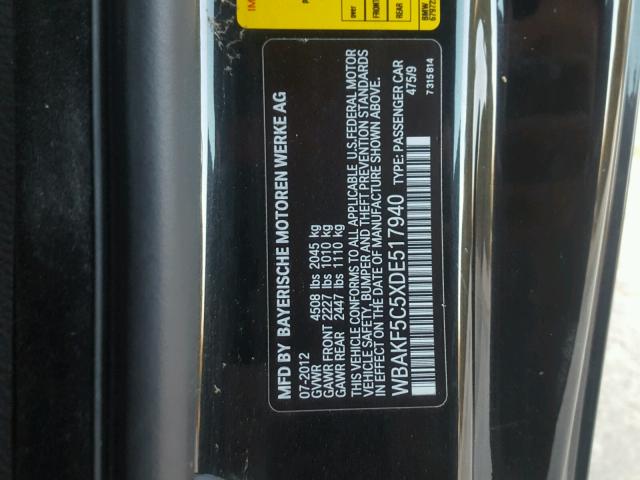 WBAKF5C5XDE517940 - 2013 BMW 328 XI SUL BLACK photo 10