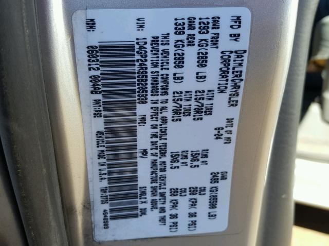 1D4GP24R95B205930 - 2005 DODGE GRAND CARA SILVER photo 10