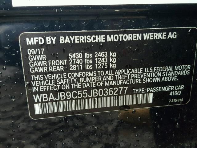 WBAJB9C55JB036277 - 2018 BMW M550XI BLACK photo 10