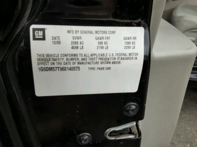 1G6DM57T960140675 - 2006 CADILLAC CTS BLACK photo 10