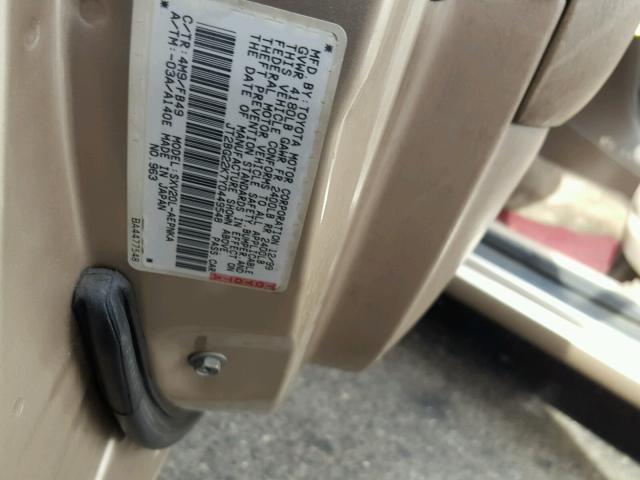 JT2BG22K7Y0449548 - 2000 TOYOTA CAMRY CE TAN photo 10