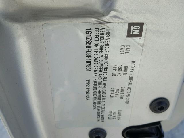 1G1ZS58F08F107851 - 2008 CHEVROLET MALIBU LS Gümüş foto 10