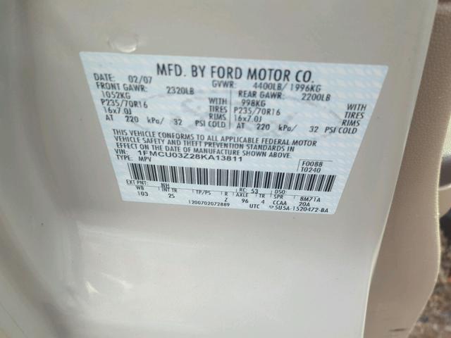 1FMCU03Z28KA13811 - 2008 FORD ESCAPE XLT GREEN photo 10