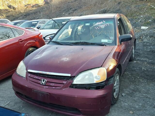 2HGES165X2H523700 - 2002 HONDA CIVIC LX BURGUNDY photo 2