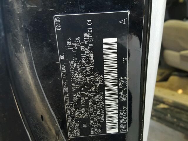 5TBBT44115S465670 - 2005 TOYOTA TUNDRA ACC BLACK photo 10