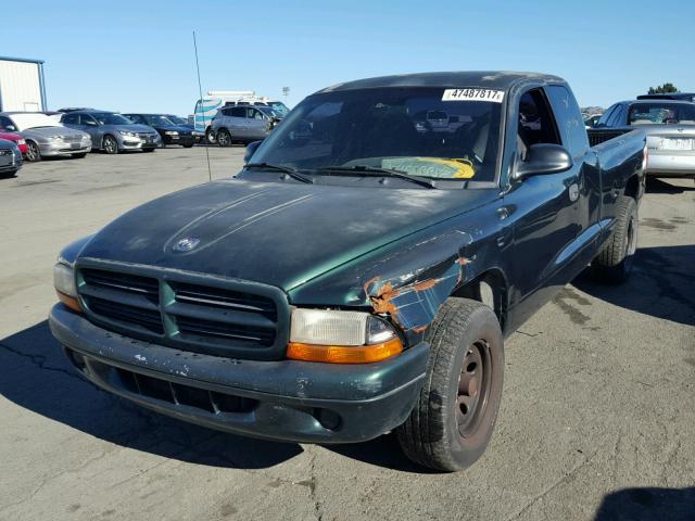 1B7GL22X1XS243603 - 1999 DODGE DAKOTA GREEN photo 2