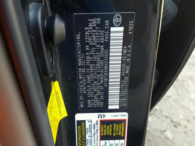 4T1BF3EK8BU212025 - 2011 TOYOTA CAMRY BASE BLACK photo 10