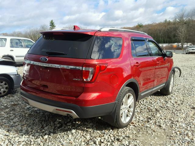 1FM5K8D84GGC96619 - 2016 FORD EXPLORER X RED photo 4