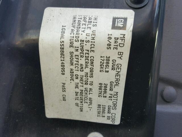 1G8AL55B86Z148950 - 2006 SATURN ION LEVEL Turkuaz foto 10