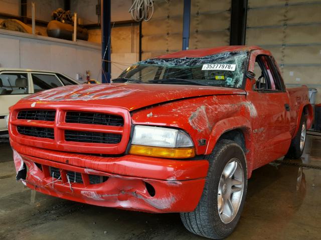 1B7GL22Z7WS697581 - 1998 DODGE DAKOTA RED photo 2