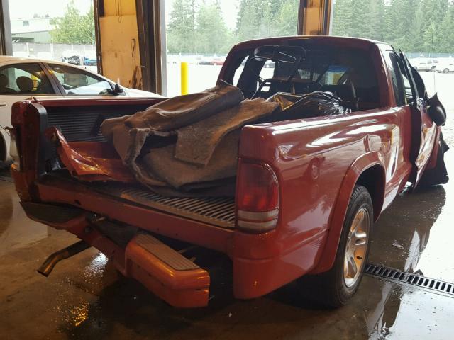 1B7GL22Z7WS697581 - 1998 DODGE DAKOTA RED photo 4