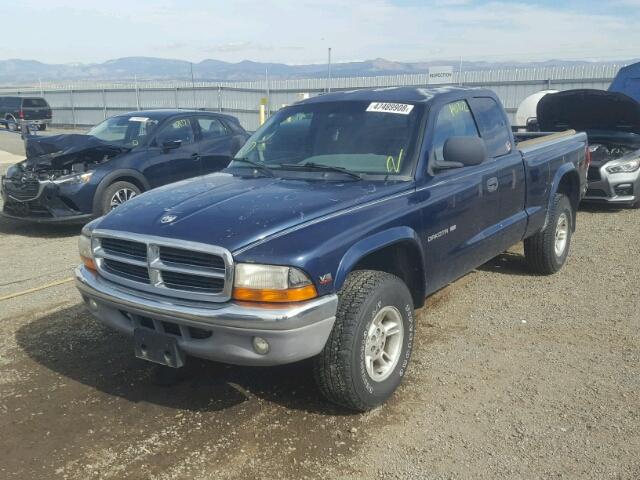 1B7GG22N8YS524494 - 2000 DODGE DAKOTA BLUE photo 2