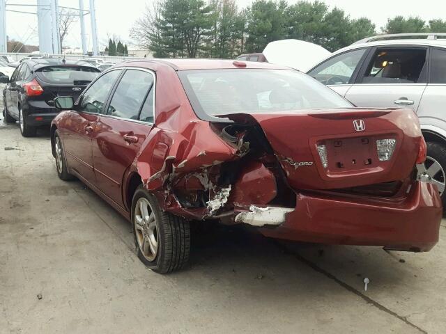 1HGCM56867A219241 - 2007 HONDA ACCORD EX BURGUNDY photo 3