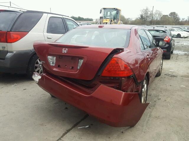 1HGCM56867A219241 - 2007 HONDA ACCORD EX BURGUNDY photo 4