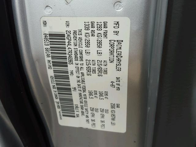 2D4GP44L47R346965 - 2007 DODGE GRAND CARA SILVER photo 10