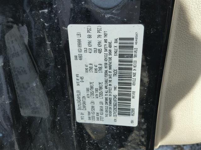 3D7KS28C96G107345 - 2006 DODGE RAM 2500 S შავი ფოტო 10