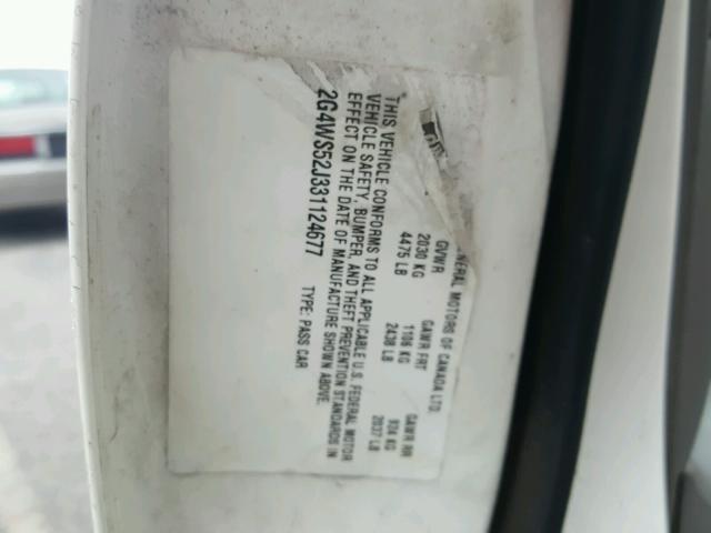 2G4WS52J331124677 - 2003 BUICK CENTURY CU WHITE photo 10