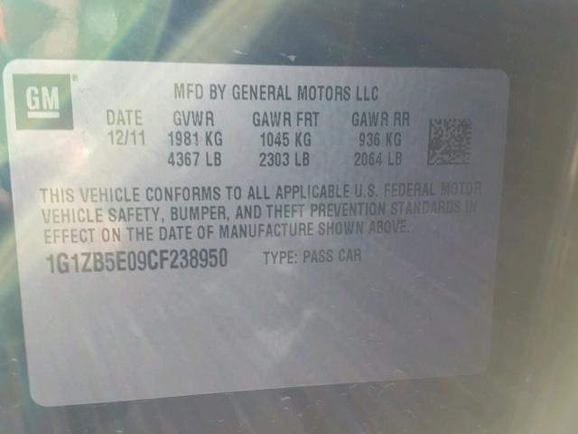 1G1ZB5E09CF238950 - 2012 CHEVROLET MALIBU LS BLUE photo 10