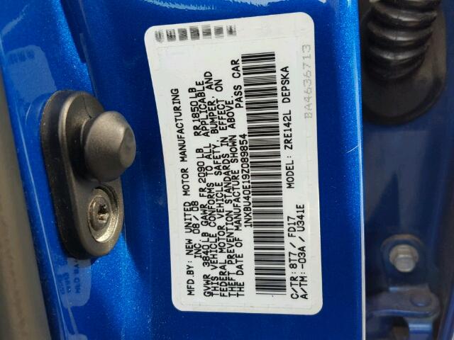 1NXBU40E19Z089854 - 2009 TOYOTA COROLLA BA BLUE photo 10