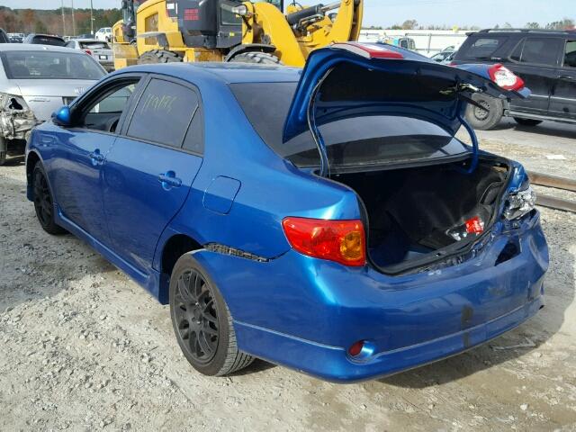 1NXBU40E19Z089854 - 2009 TOYOTA COROLLA BA BLUE photo 3