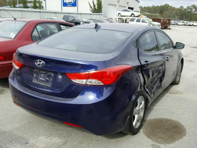 5NPDH4AE7CH142283 - 2012 HYUNDAI ELANTRA GL BLUE photo 4