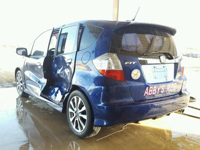 JHMGE8H50CC015629 - 2012 HONDA FIT SPORT BLUE photo 3