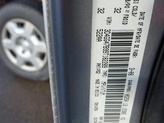 3D4GG47B99T182289 - 2009 DODGE JOURNEY SE SILVER photo 10