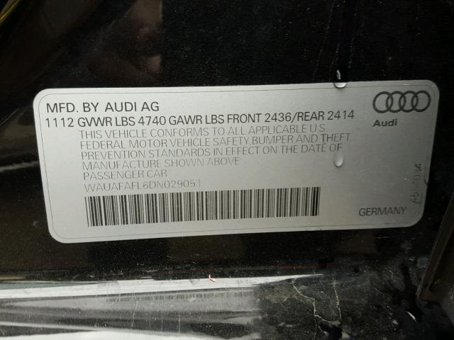 WAUAFAFL6DN029051 - 2013 AUDI A4 PREMIUM BLACK photo 10