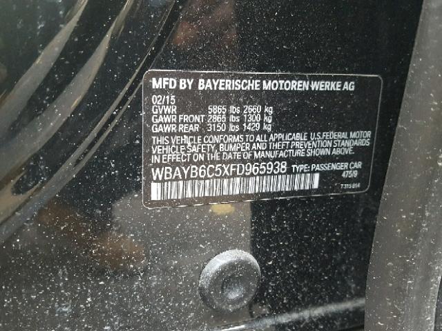 WBAYB6C5XFD965938 - 2015 BMW 750 XI BLACK photo 10
