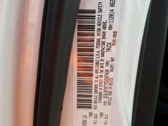 3C6JR7AT7DG507434 - 2013 RAM 1500 ST WHITE photo 10