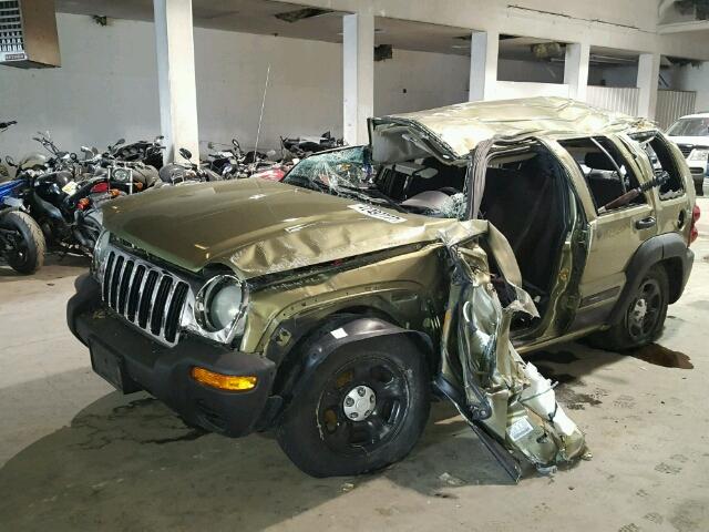 1J4GL48KX4W212050 - 2004 JEEP LIBERTY SP GREEN photo 2