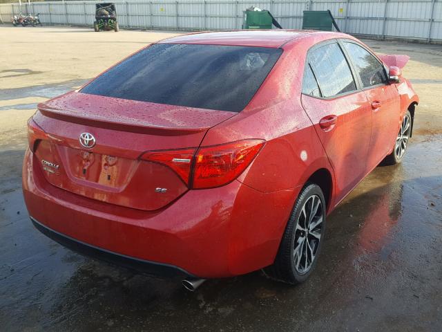 2T1BURHE0HC916826 - 2017 TOYOTA COROLLA L RED photo 4