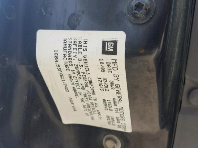 1G8AJ55FX6Z147422 - 2006 SATURN ION LEVEL GRAY photo 10